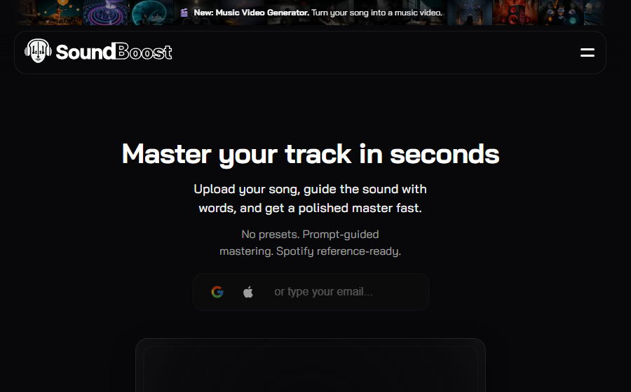 SoundBoost.ai 官网截图
